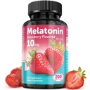 Melatonin 정제 - 10 mg 다이어트 보충 - 딸기 맛 - 200 Vegan 정제 - NextGenU