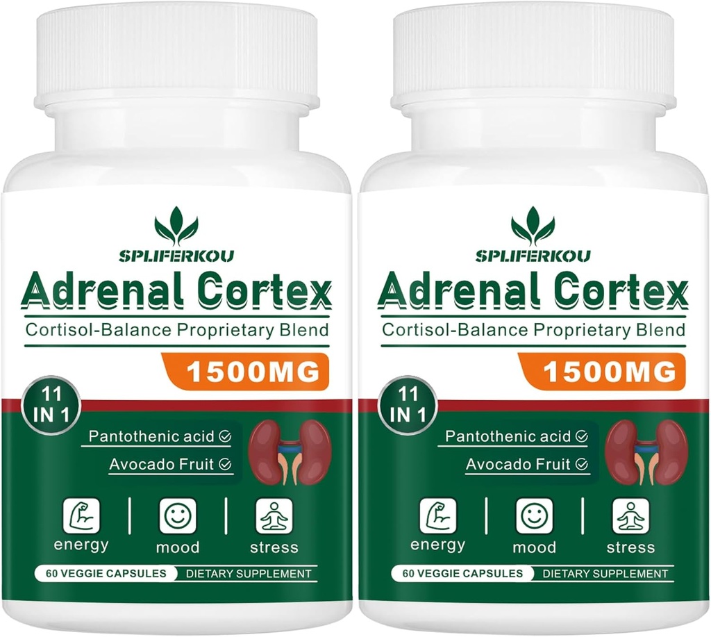 11-in-1 Adrenal 지원 보충교재, Pantothenic 산과 Ashwagandha를 가진 Cortisol 보충교재 - 건강한 Adrenal 기능, 에너지 및 Relaxation - 120의 캡슐을 지원합니다