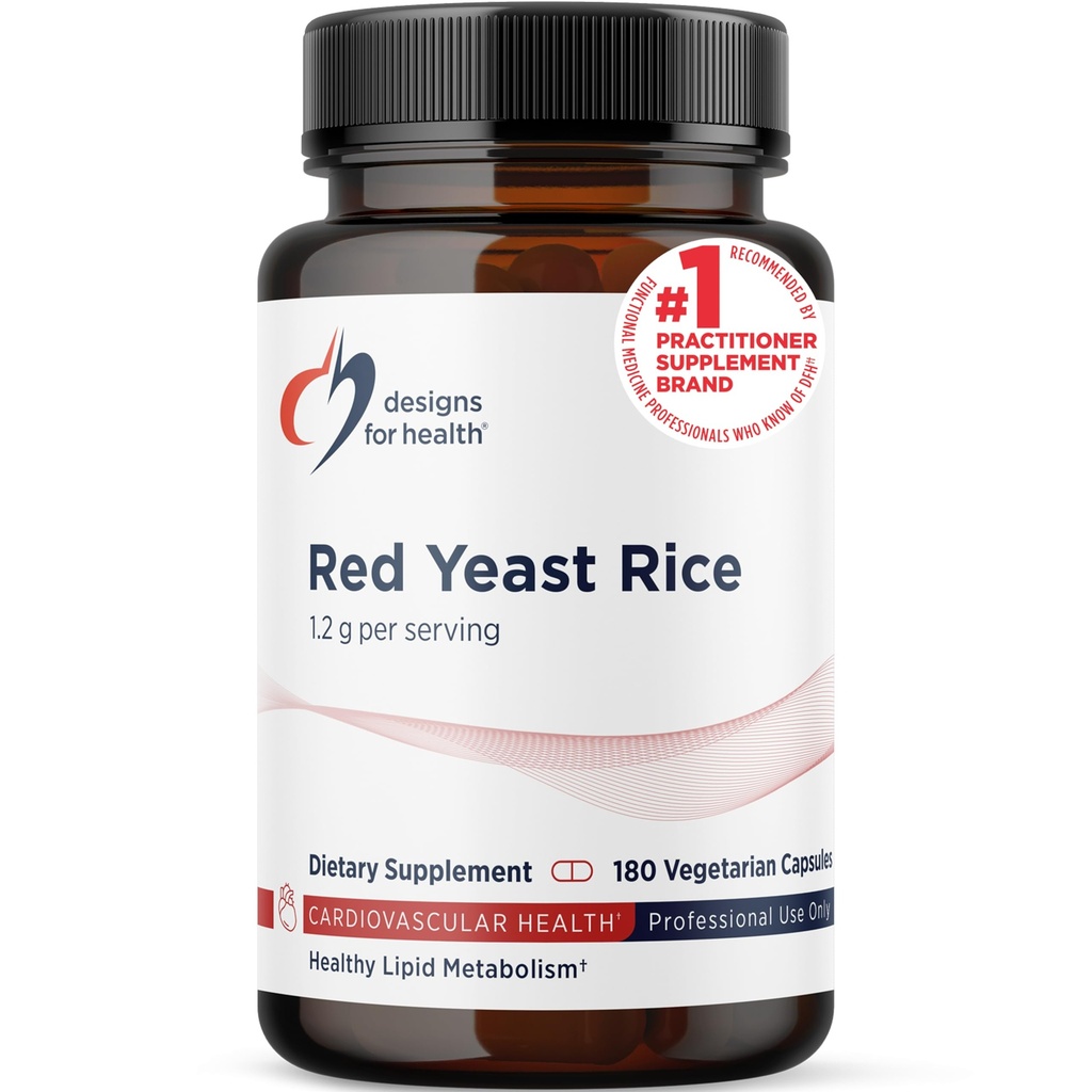 건강 RYR Synergy에 대한 설계 - 빨간 효모 쌀 보충 - 1200mg 빨간 효모 쌀 + CoQ10 정상 범위 (120 캡슐)의 립이드 레벨의 유지