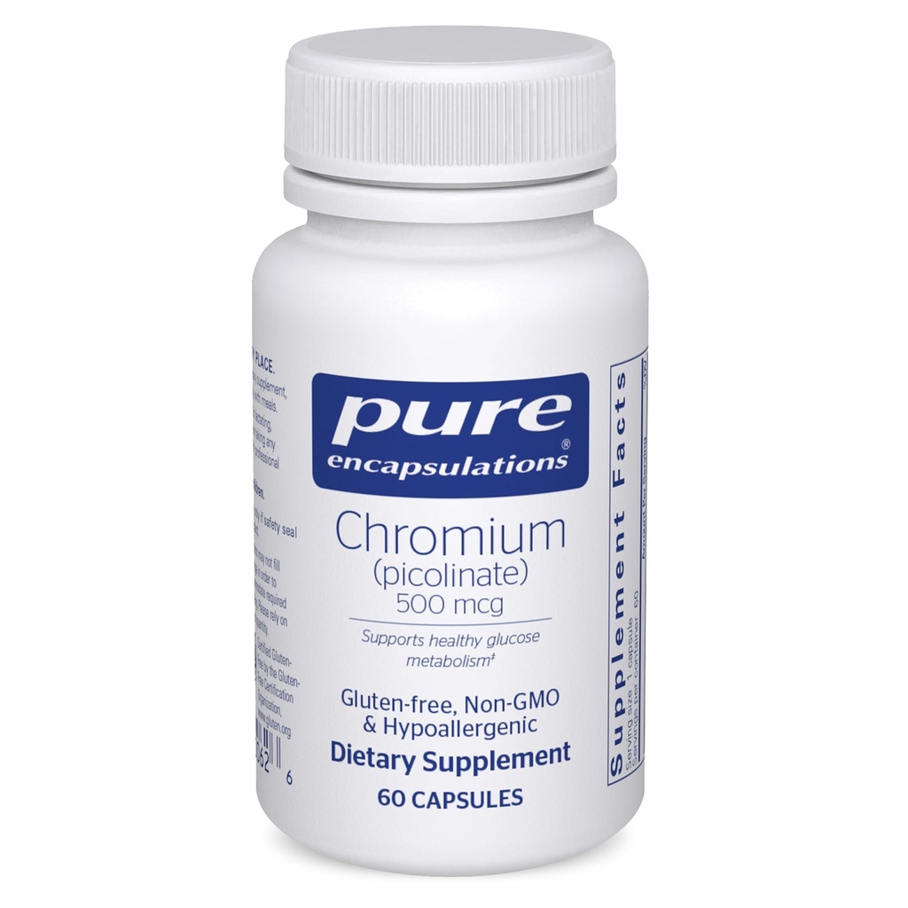 순수한 캡슐화 Chromium (Picolinate) 500 mcg - Lipid & 탄수화물 Metabolism* - 무기물 보충교재 - 우량한 흡수 Chromium 보충교재 - Vegan & 글루텐 자유로운 - 60의 캡슐