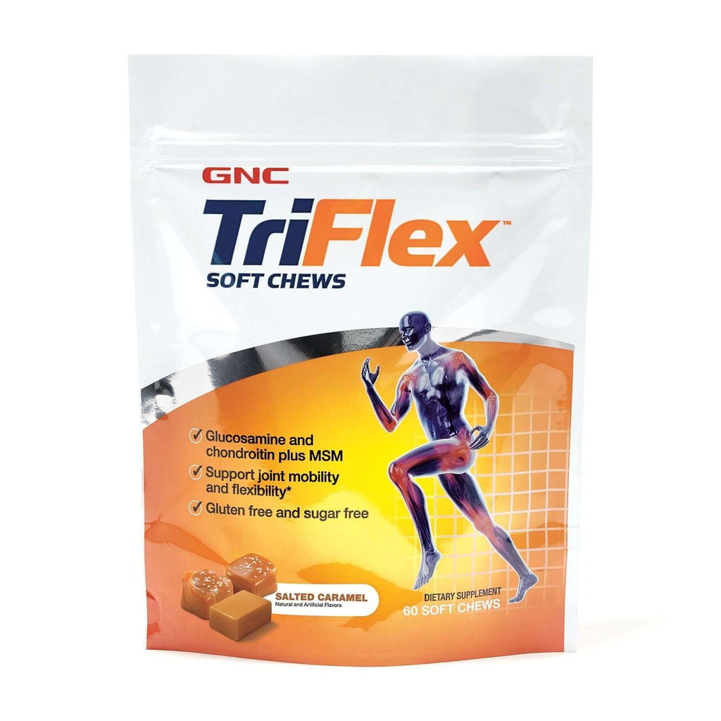GNC TriFlex Soft Chews, 솔질된 Caramel, 60 연약한 Chews의 지원 합동 건강