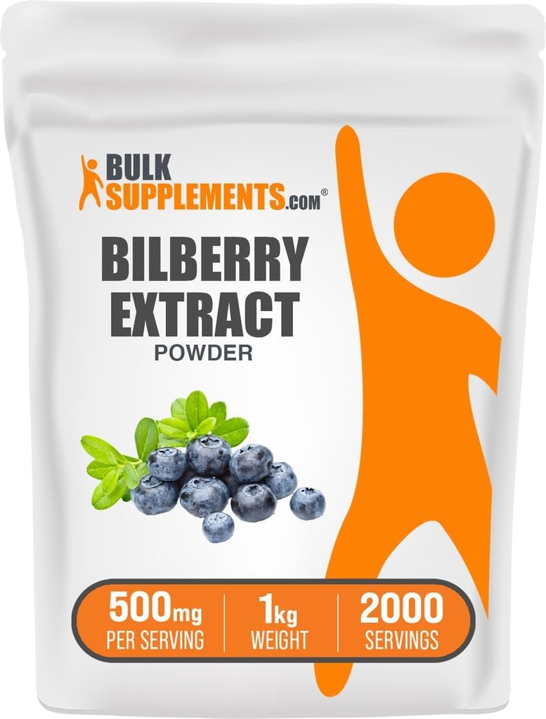 BulkSupplements.com Bilberry 추출 분말 - Bilberry 추출 보충, 초본 보충 - Vegan & Glulten 무료, 500mg 서빙 당, 1kg (2.2 파운드) (팩 1)