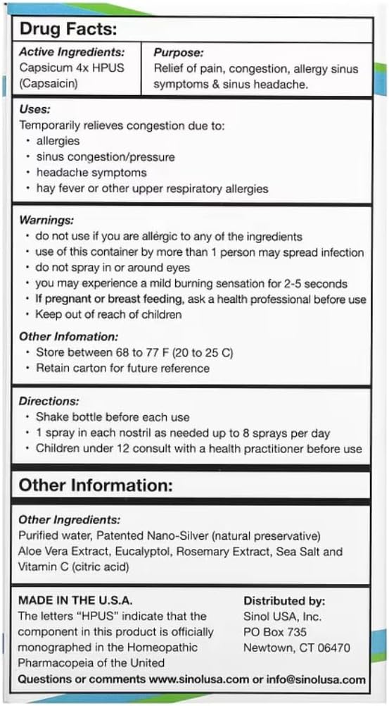 SinolM, 빠른 Allergy & Sinus 기복을 위한 All-Natural Nasal 기복 살포, 15 ml (2의 포장)