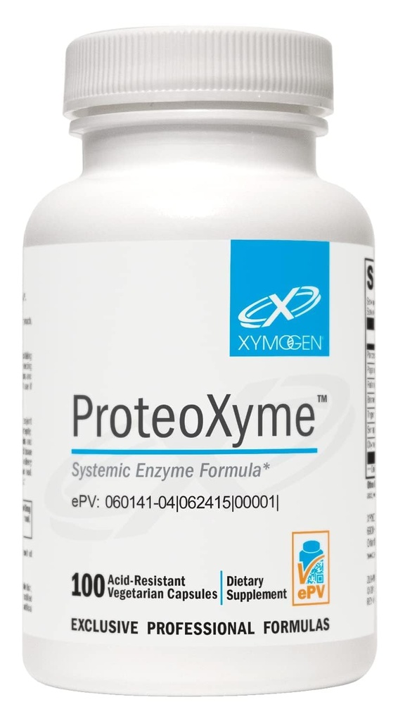XYMOGEN ProteoXyme - Pancreatic 효소, Serrapeptase, Rutin, Papain & Bromelain - Tissue Integrity & 건강한 면역 체계 균형 (100 산 저항하는 캡슐)를 지원하기 위하여 디자인하는