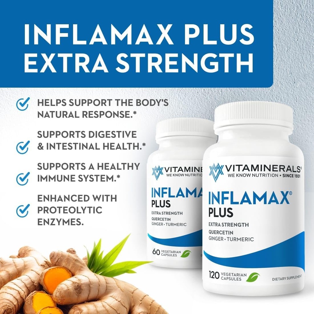 Vitaminerals® 121+ Inflamax® Plus | Quercetin | Proteolytic Enzymes | Ginger | Turmeric | Veggie 모자