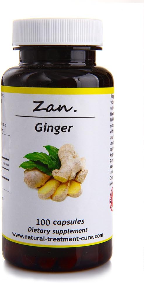 Hekma 센터 순수한 생강 뿌리 - Zingiber Officinalis - 100 캡슐은 Nausea를 감소시킵니다 - Vegan