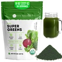 Kate Naturals 유기농 슈퍼 그린 파우더. 데일리 그린 Superfood Blend with Probiotics & Fiber for Smoothies and Juice (30 서빙, 8oz, 자연)