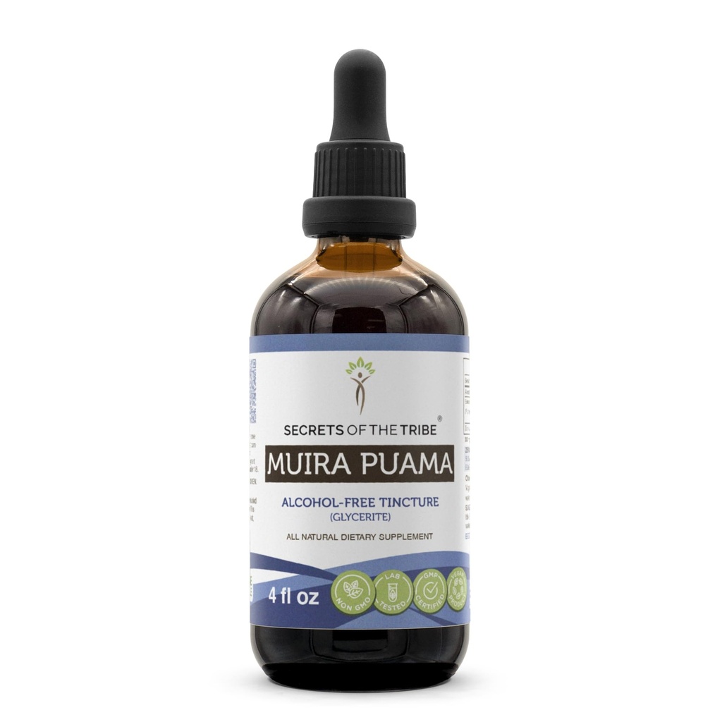 Tribe Muira Puama Tincture 알코올 자유로운 액체 추출물, Muira Puama (Ptychopetalum Olacoides) 말린 Bark (4 FL OZ)의 비밀
