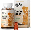 야생 & 유기 Inulin 섬유 Gummies 4000mg - 소화 지원 w/Chicory 뿌리 - 수용성 섬유 보충교재 w/Inulin 분말 - Gut 지원을 위한 Prebiotics - 60 Prebiotic Gummies
