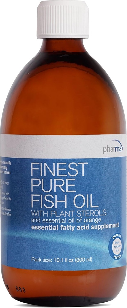 Pharmax Finest Pure Fish Oil | 식물 스테롤과 오렌지의 정유로 최적의 심혈관 건강 지원 | 10.1 fl. oz.