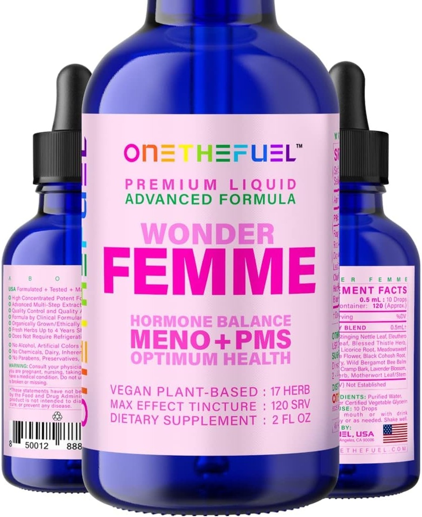 경이 Femme 식물 기초를 두는 호르몬 균형 Menopause 뜨거운 섬광 기복 지원 100% 자연적인 17 초본 여자 에스트로겐 건강 보충교재 Dong Quai Vitex + 빠른 흡수 Tincture 2개 oz. 제품정보