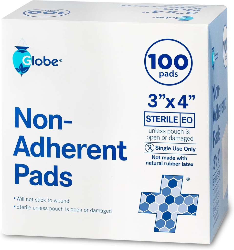 글로브 어드벤처 언더런 패드| 100-Pack, 3"x 4"| 비접촉식 상처 드레싱| 고 흡수성 및 비-스킨, 무통 제거-스위치| Extra Protection(3 x 4)
