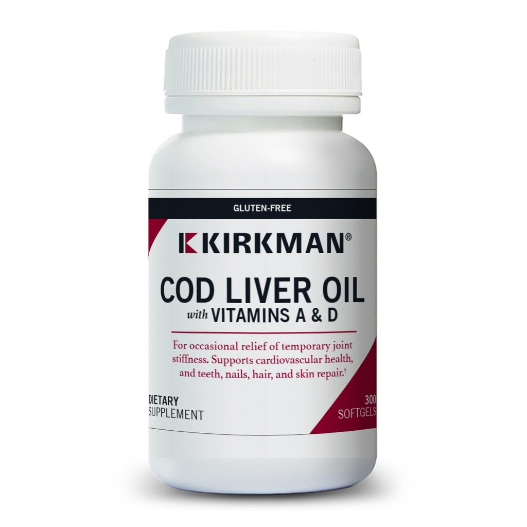 Kirkman - 비타민 A & D - 300 Softgels - 필수 지방산 - 기초 건강 지원 - Hypoallergenic