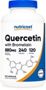 Nutricost Quercetin 880mg, Bromelain (165mg)가있는 240 채식 캡슐 - 120 서빙 (440mg Quercetin Per Cap) - 글루텐 무료, 비 GMO