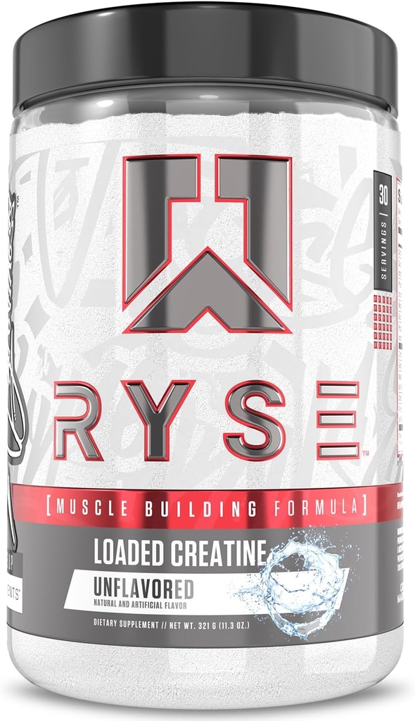 RYSE로드 Creatine 남성 & 여성 - Unflavored - Electrolytes, Betaine Anhydrous 및 Peak ATP의 3 형태와 근육 건물 공식 - 힘, 힘 및 내구시간 지원 - 30 서빙