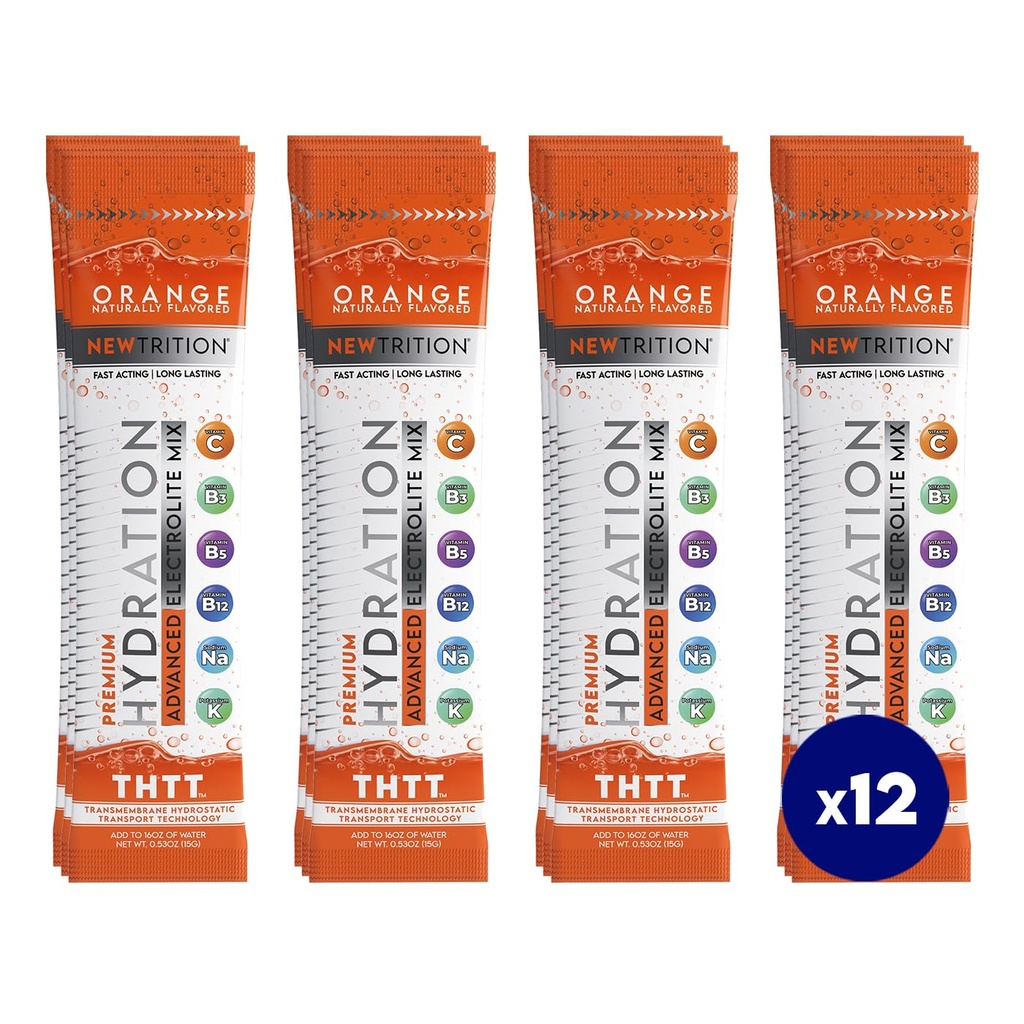 Hydration Powder, 12 Electrolyte Powder Packets의 오렌지 팩, 자연적으로 맛을 낸 Hydrating Packets 물, 비타민 B & C, 에너지 및 회복을 가진 빠른 Acting Hydrate Electrolytes