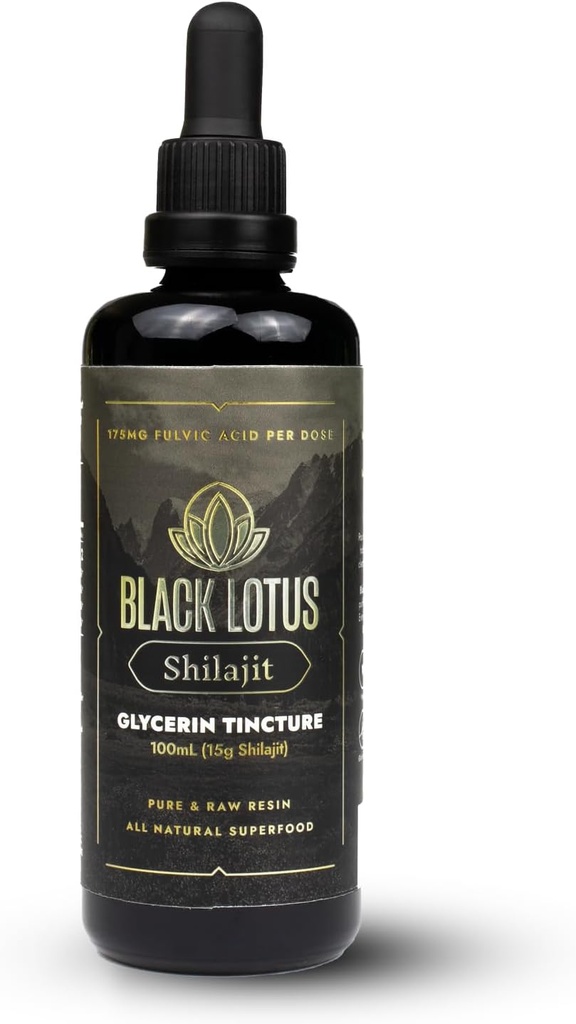 까만 로터스 순수한 Shilajit 수지 액체 Tincture, 100ml, 100% 아미노산을 가진 남자 & 여자를 위한 순수한 자연적인 Shilajit, 175mg Fulvic 산, Immune 지원을 위한 85 Ionic Trace 무기물, 초점, 에너지