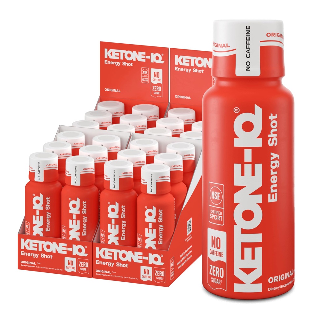 Ketone-IQ No Caffeine Exogenous Ketones 에너지 샷 - 10g Ketones - Sugar Free, Salt Free 및 All Natural (Original)과 함께 카페인 무료 에너지 음료의 24 팩