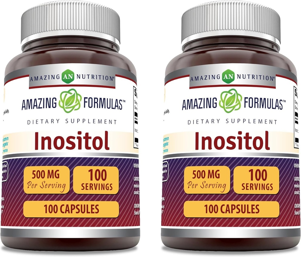 Amazing Formulas Inositol Supplement | 500 Mg Per 서빙 | 100 캡슐 | Non-GMO | 글루텐 프리 | 미국에서 제작 | 2 팩