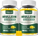 2 Lungs, Mullein 잎 추출물을 위한 Mullein Gummies Digestive & Respiratory & Bromelain, Quercetin, Mango 풍미, 120 조사를 가진 면역성 지원