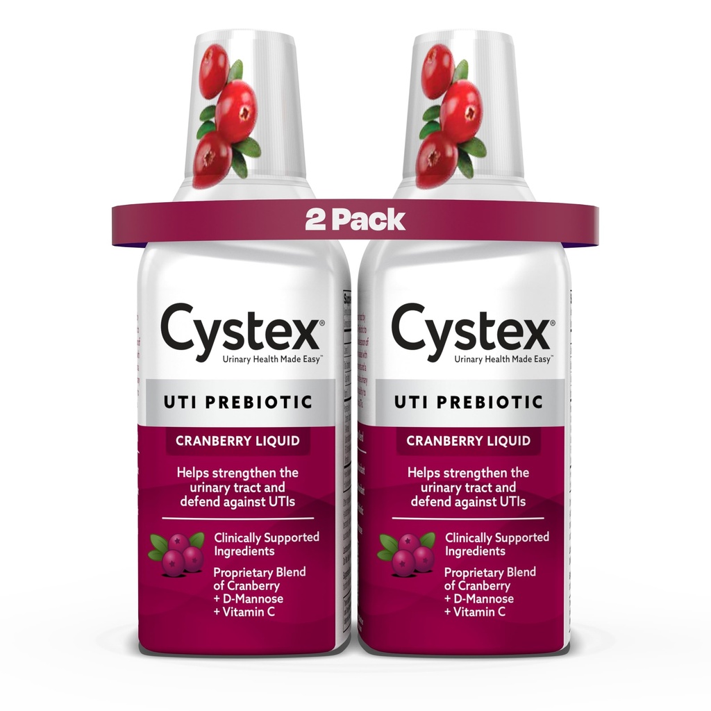 Cystex Urinary Tract Infection Support & Prevention - UTI Protection & Urinary Health Maintenance의 D-Mannose & Vitamin C와 Cranberry Prebiotic Supplement - 7.6 fl oz - (팩 2)