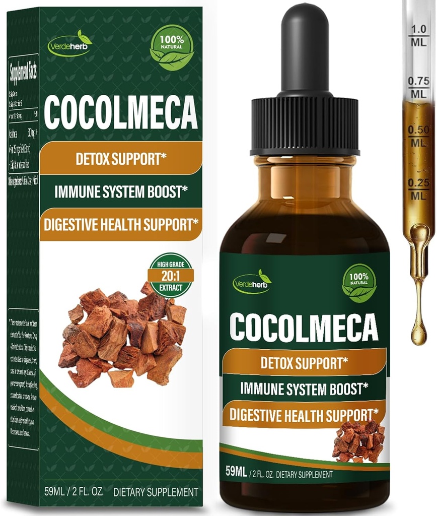 Cocolmeca Bark 액체 하락, 몸 Detox Cleanse 지원을 위한 성격 초본 추출물 보충교재, 면역 체계 Boost & 소화성 건강. 고아스 드 Cocolmeca 2oz