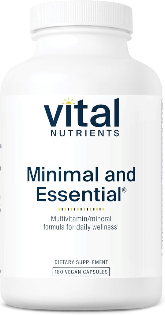 Vital Nutrients Minimal and Essential Multivitamin | 채식 일 당 멀티 비타민, 미네랄 및 산화 보충교재 * | 철 무료 | 글루텐, 낙농장, 소이 무료 | 비 GMO | 180 캡슐