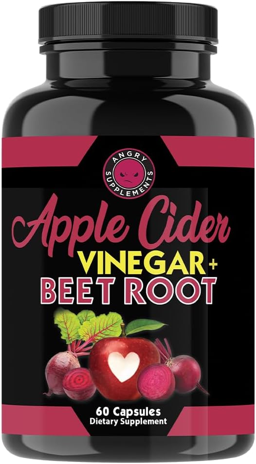 화려한 보충물 Apple Cider Vinegar + Beet 뿌리 분말 캡슐, 남자와 여자 (60ct, 1 달 공급)를 위한 소화성 건강 당 순수한 ACV Beetroot 1000mg