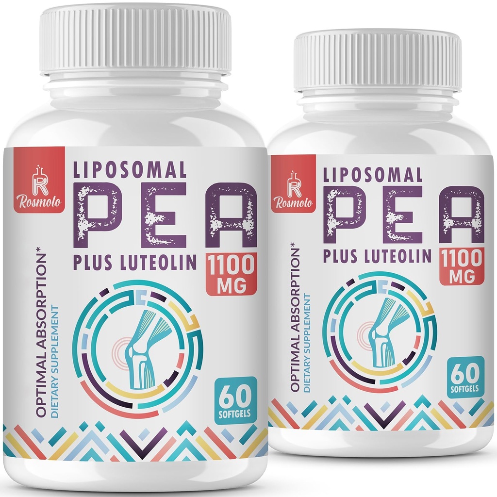 Liposomal Palmitoylethanolamide 1000 mg + Luteolin 100 mg, Micronized Pea 99% 높게 순화 - 강화된 흡수 및 Bioavailability, 120 Softgels