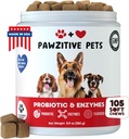 개 소화 건강을위한 Probiotics - Gut Health, Itchy Skin Yeast, Diarrhea - USA Product - Immune Support Supplement - Dog Digestive Support & Allergy Relief Chews with Enzymes