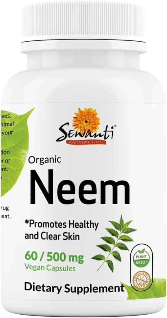 Sewanti Neem 캡슐 - 높은 효능 추출물 캡슐, 피부 건강 및 면역 지원을위한 초본 보충 - 소화 균형 캡슐 500mg