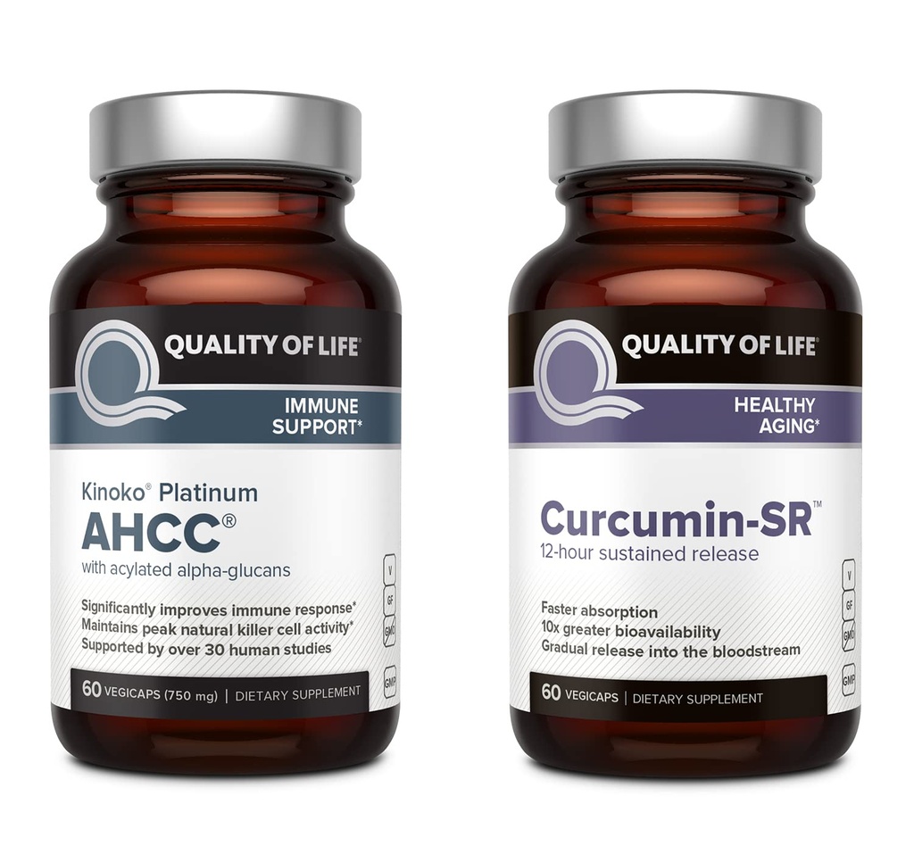 생활의 질 Kinoko 플래티넘 AHCC 버섯 추출물과 Microactive Curcumin SR - 면역 뭉치