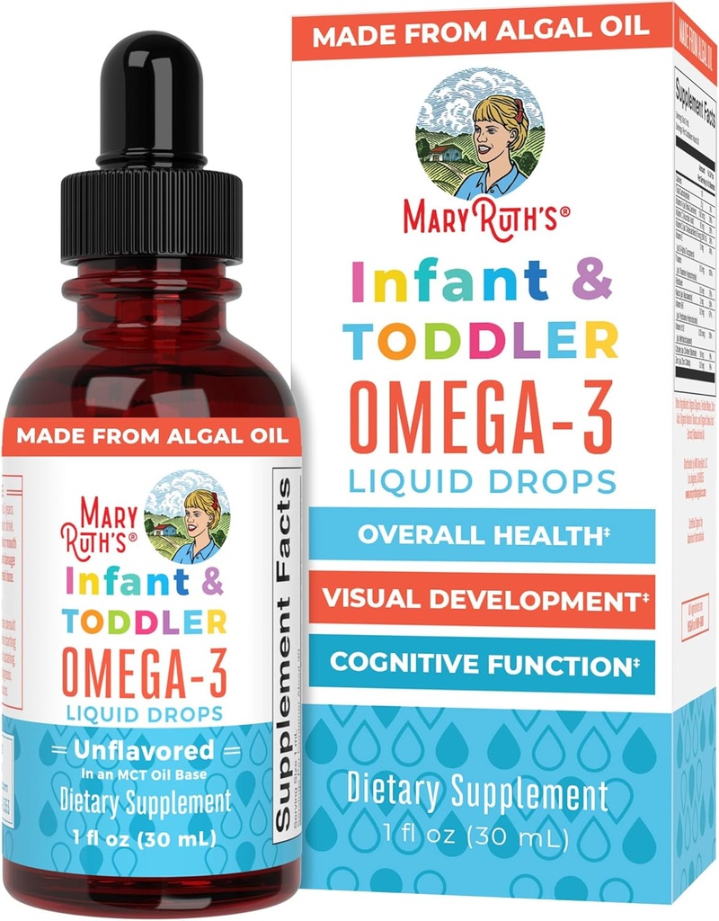 MaryRuth Organics Infant and Toddler Omega-3 Liquid Drop by | 서빙 당 200mg DHA 및 2mg EPA | 종합 웰빙 및 건강 개발 | 불확실한 | 1 Fl Oz