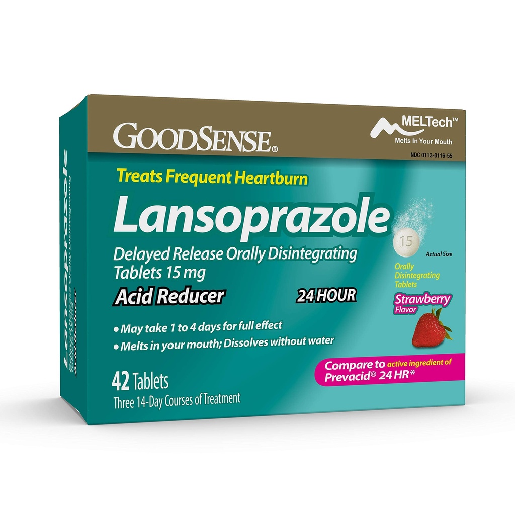 GoodSense Lansoprazole Delayed 방출 구두로 Disintegrating 정제 15 mg의 산성 흡진기, 딸기 풍미, 42 조사 (1의 포장)
