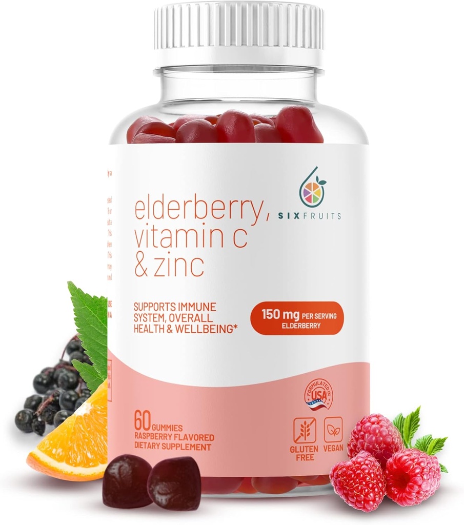 아연 & 비타민 C를 가진 유기 엘더베리 Gummies | 성인용 Vegan Elderberry Gummies | 성인용 Immunity & 면역 지원 보충교재 | 글루텐 & 젤라틴 무료