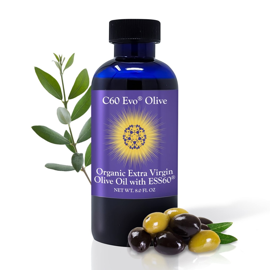 All-Natural Extra Virgin Olive Oil, All-in-One Sleep Supplement, Antioxidants Supplement 및 Energy Supplement에서 순수 탄소 60 ESS60 전체 웰빙, 유연성, 유영 글로우, 8 oz