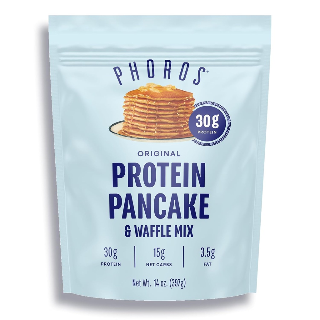 단백질 Pancake 혼합 & 단백질 와플 믹스 포로 영양, 단백질의 30g, 낮은 Carb, 높은 단백질, Keto-Friendly, Whey Protein, 전체 곡물 Oats, 전체 밀 Pancakes, 그냥 물 추가 (원래)