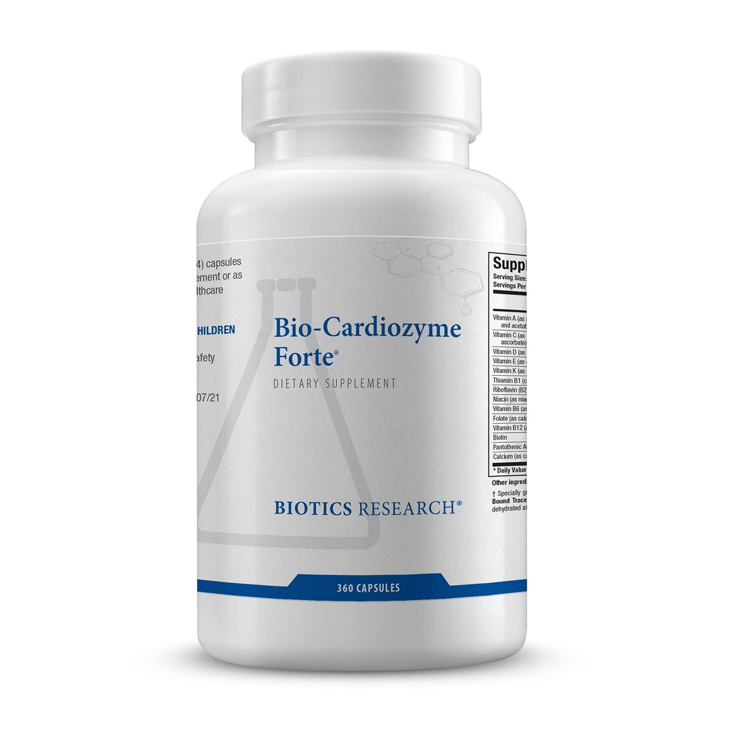 Biotics Research Bio Cardiozyme Forte Healthy Heart Multivitamin, Broad Spectrum Formulation 심혈관 건강 및 기능, 강력한 항 산화 지원 360 캡슐을 지원하도록 설계
