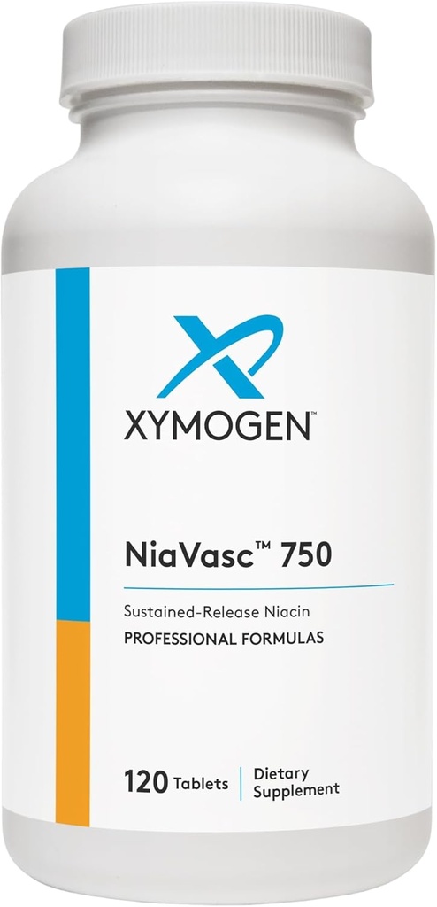 XYMOGEN NiaVasc 750 - 더 적은 플러싱 효과에 대한 지속적 인 닐린 - 건강한 혈액 립 (120 시간 릴리즈 정제)의 유지 보수를 지원합니다.