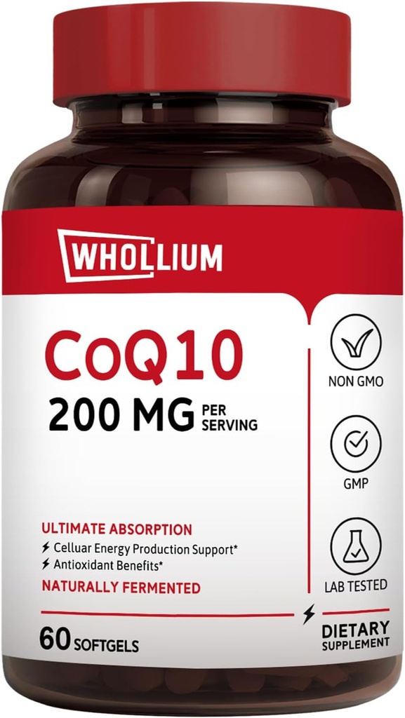 서빙 당 CoQ10 200mg, 여분 처녀 올리브 기름, 매우 흡수, 자연적으로 Fermented, Coenzyme Q10 보충교재, 에너지 생산, 건강한 심장, 노화 방지, 60 Softgels
