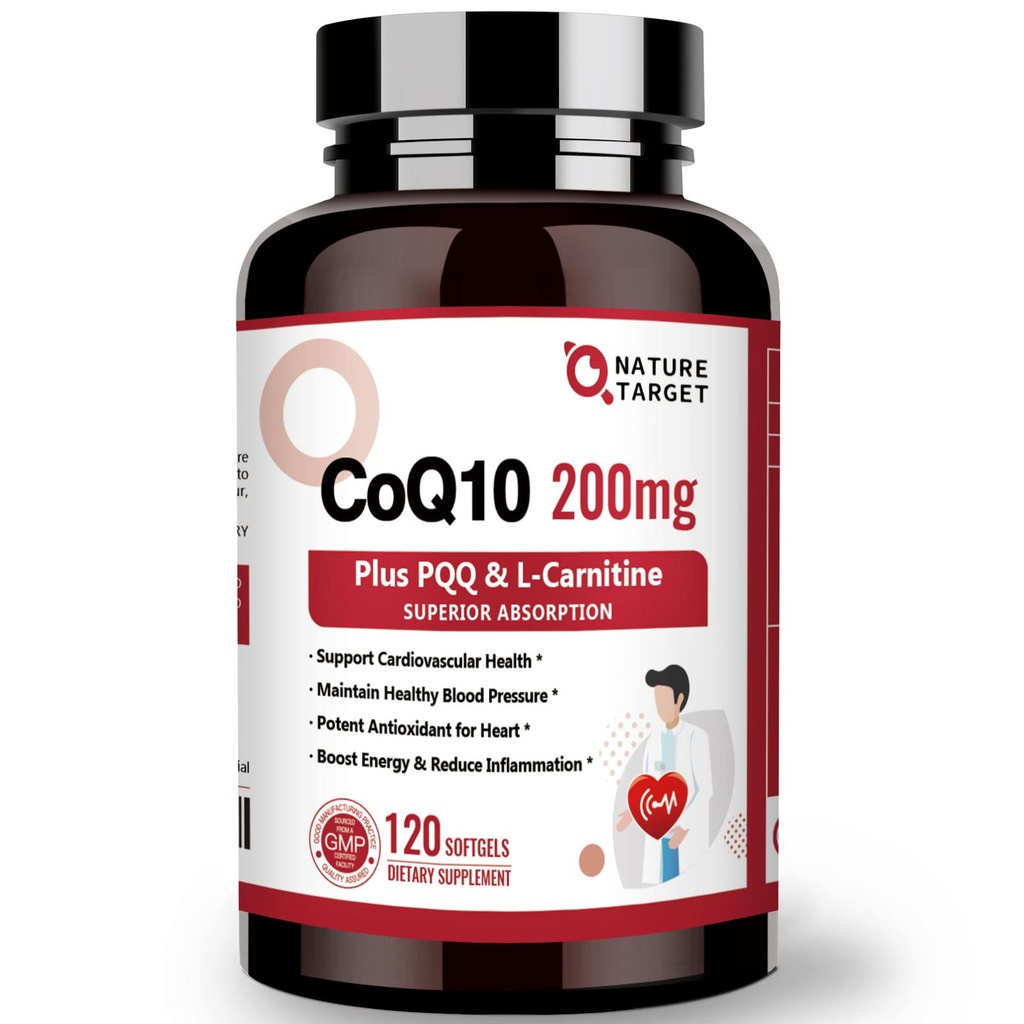 생물 Perine를 가진 생물 TARGET CoQ10-200mg L 카르니틴 & Omega-3s, 높은 흡수 Coenzyme-Q10, 지원 심장 및 면역 체계, 세포 에너지 생산, 120의 서빙
