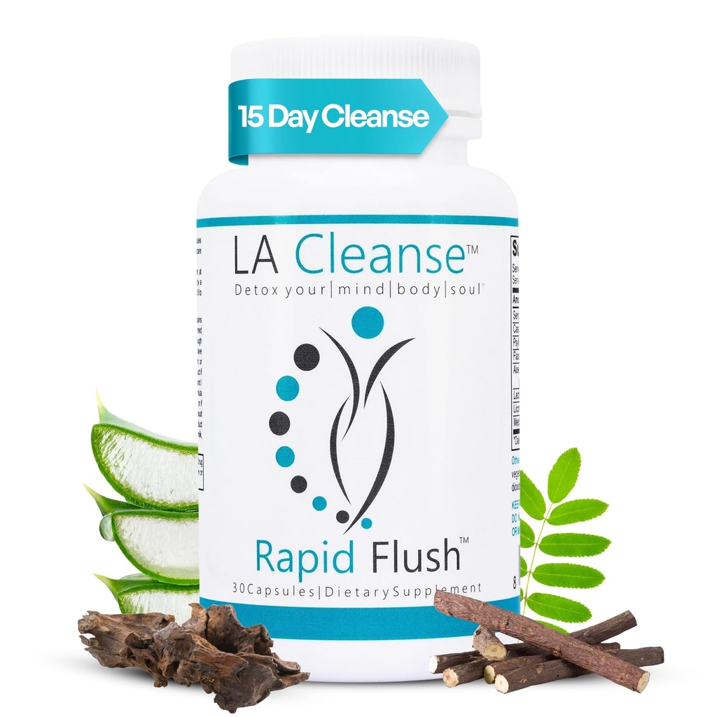 15 Day Cleanse and Detox - Rapid Flush 15 Day Gut Cleanse for Detox, Colon Cleanse, Colon Broom Gut Support - Cascara Sagrada, Senna Leaf, Psyllium Husk와 Digestion 강화 - 캡슐 30 카운트