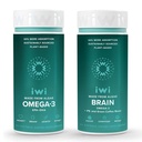 Iwi Omega-3 & Brain Omega-3 번들, 30 서빙, Vegan Plant-Based Algae Omega 3 EPA + DHA, Krill & Fish Oil Alternatives, No Fishy Aftertaste