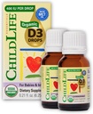CHILDLIFE ESSENTIALS 유기 비타민 D3 유아 및 신생아를위한 드롭 - 아기 비타민 D 드롭, 액체 드롭 당 400 IU, 면역 및 뼈 건강 지원, USDA 유기, 맛없는 - 0.21 Fl Oz (2 팩)