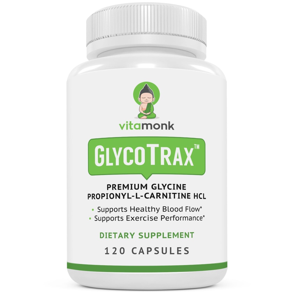 VitaMonk GlycoTraxTM GPLC 여분 큰 병 - 인공 필러 없음을 가진 높은 흡수 글리신 Propionyl L Carnitine의 120의 캡슐 - 글리신 Propionyl L Carnitine 보충교재