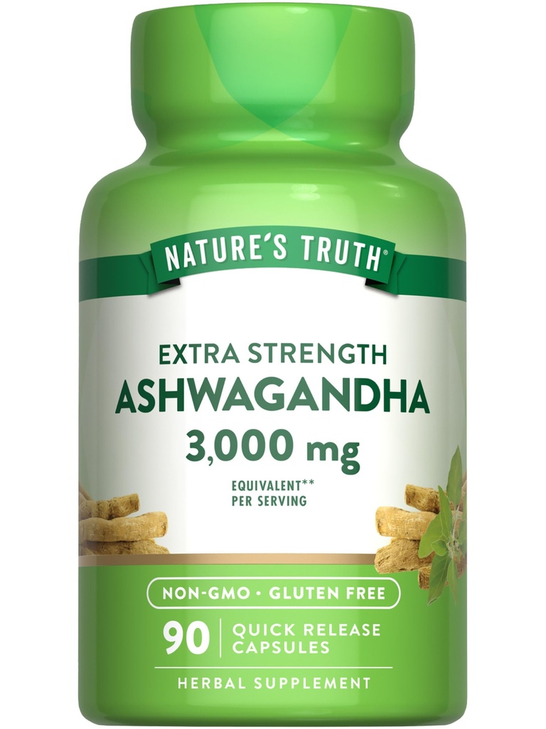 자연의 진실 Ashwagandha 캡슐 | 3000mg | 90 Count | Extra strength | with Black Pepper | Non-GMO & 글루텐 무료 보충