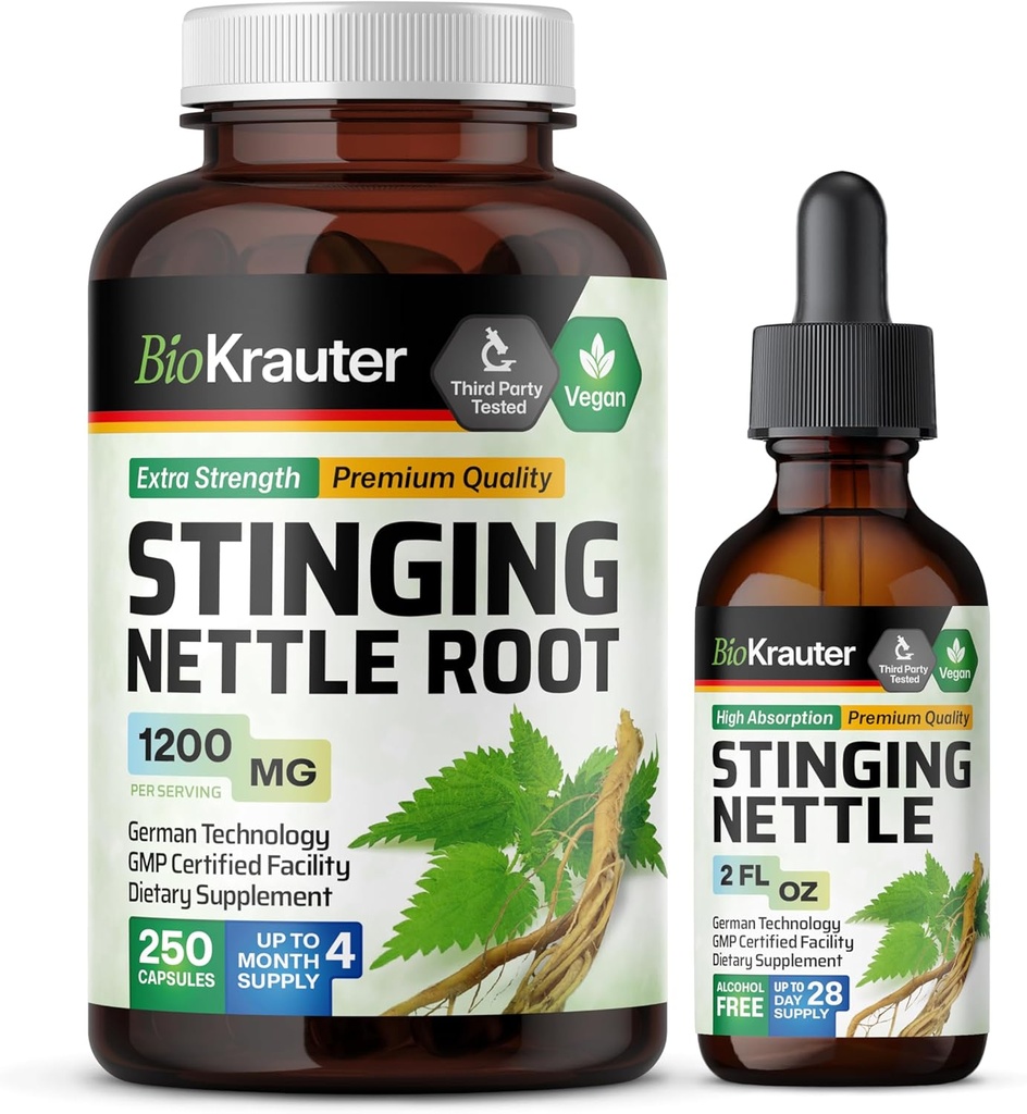 BIO KRAUTER Sting Nettle 250 캡슐 및 스팅 Nettle Tincture 2 Fl. Oz.