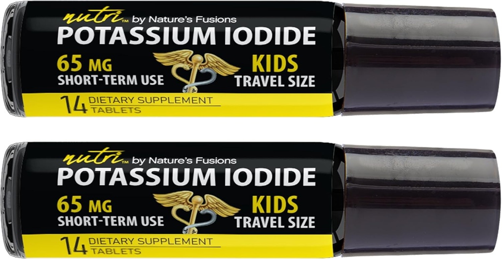 (2 팩) Nutri 칼륨 Iodide 정제 65 mg - 어린이 여행 크기 14 정제 칼륨 Iodide 알약 - 칼륨 Iodine 정제 65 mg - YODO Naciente 키 알약 (28 정제)