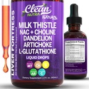 Clean Nutraceuticals 우유 이틀 NAC Liver Cleanse Detox & Repair Supplement Liver Support Liquid Drop with Dandelion Extract, Artichoke, Chanca Piedra, Choline, L-Glutathione, Burdock, Schisandra