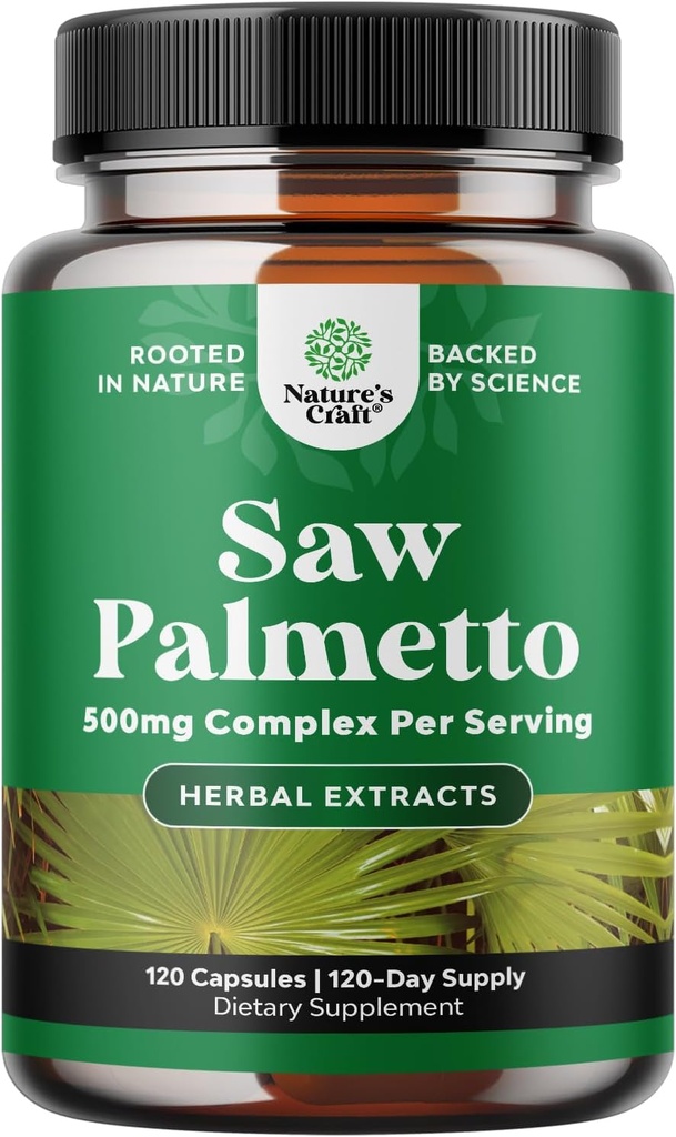 Natures Craft Extra Strength Saw Palmetto Extract - 식물 스테롤 및 플라보노이드와 함께 여성과 남성의 머리 건강 및 우린 지원을위한 고급 톱 팔로토 추출물 - 강력한 초본 보충 120 캡슐